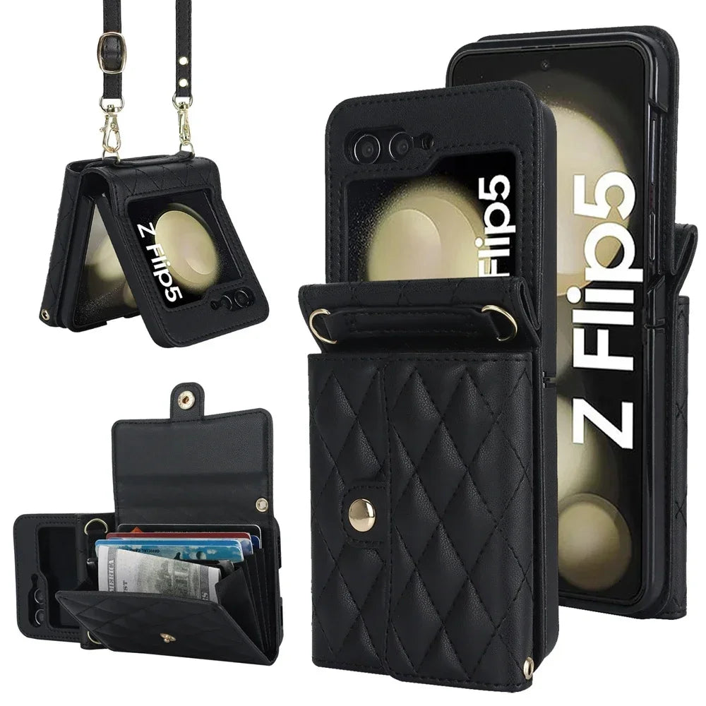 Stylish Leather Wallet Flip Case for Samsung Galaxy Z Flip 6
