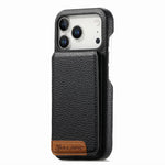 RFID Blocking Lychee Leather Vertical Card Slot Wallet Case with Stand for iPhone 17 Series