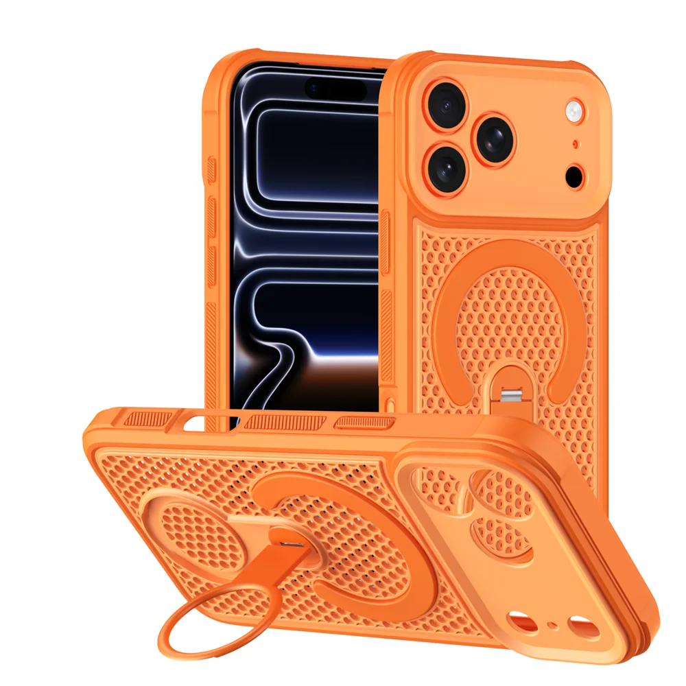 MagSafe Compatible Heat Dissipation Case with 360° Ring Stand for iPhone 17 Series