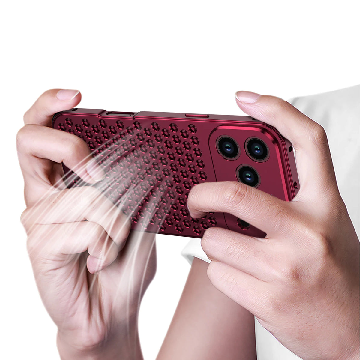Metal Heat Dissipation Case with Textured Dot Surface for iPhone 18 Series