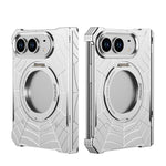 Spider Web Textured MagSafe Case with 360° Rotating Ring Stand for iPhone Duo