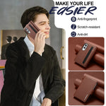 Genuine Leather Hinge Protection Wallet Case with Magnetic S Pen Slot for Samsung Galaxy Z Fold 8