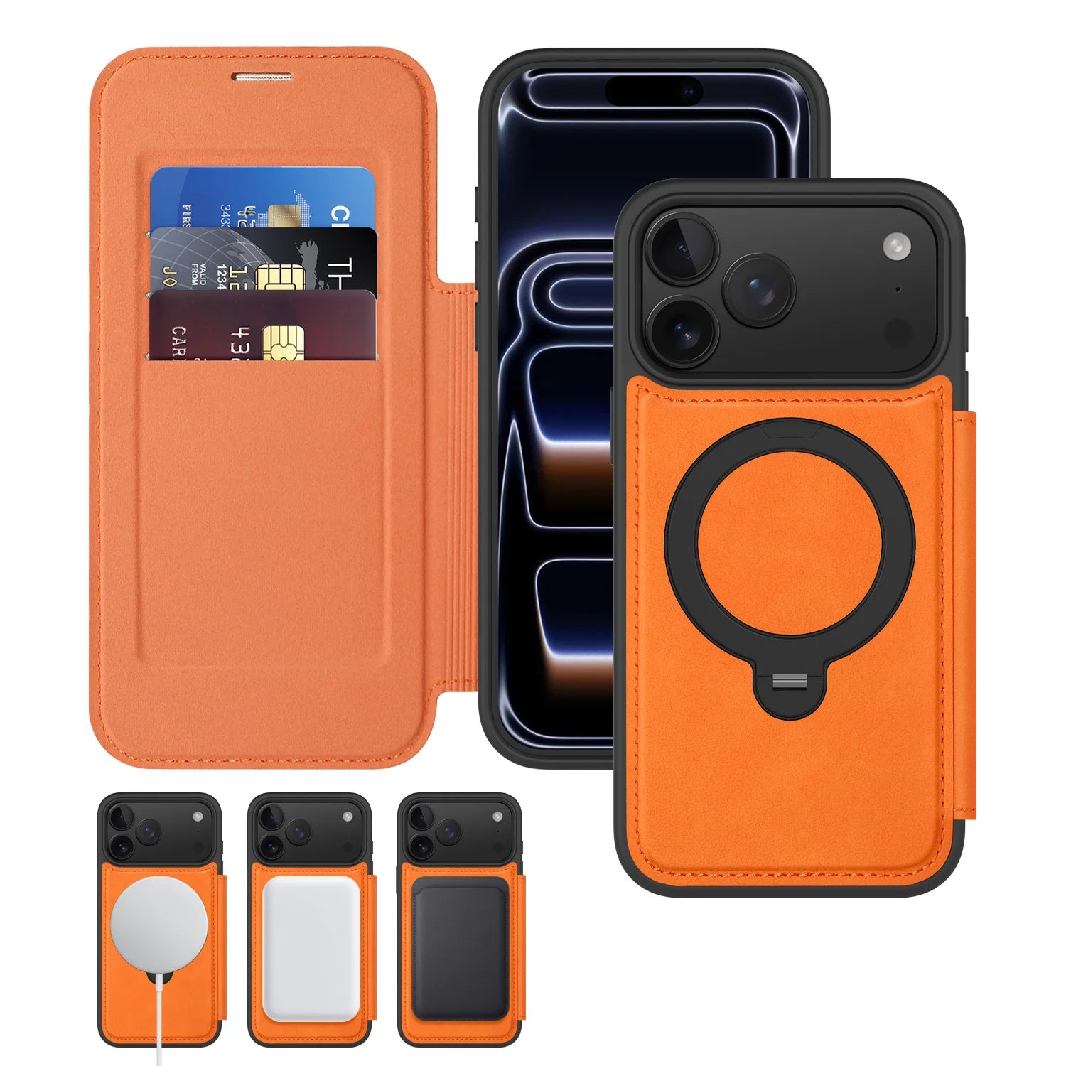 MagSafe Compatible Leather Flip Case for iPhone 17 Series