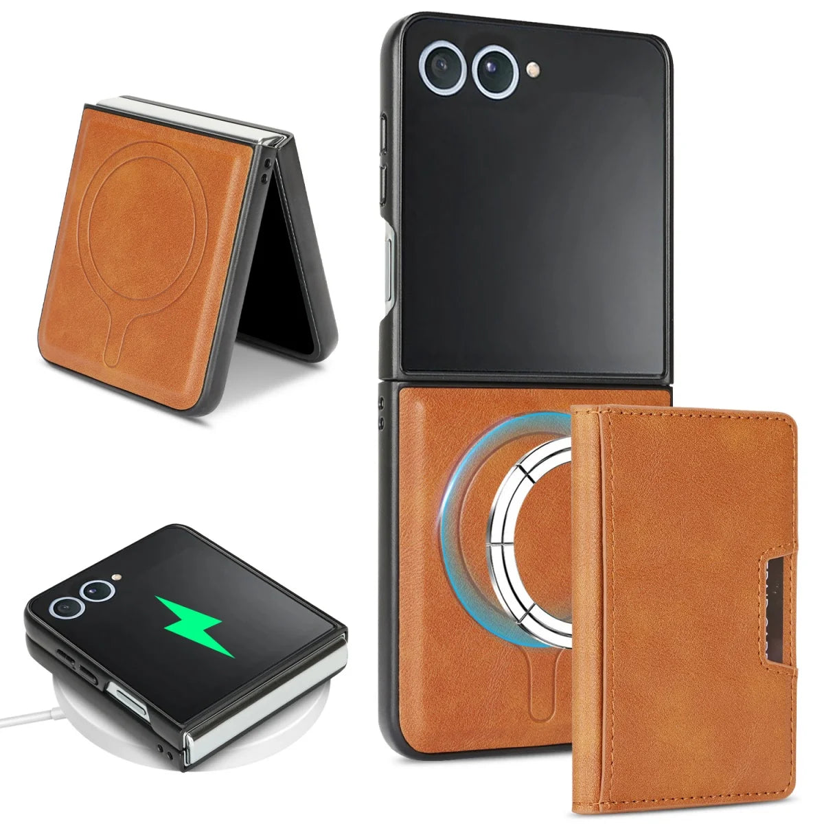 Leather Flip Case with 5-Card Detachable Wallet for Samsung Galaxy Z Flip 7