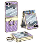 Electroplated PU Leather Case with Ring Holder for Samsung Galaxy Z Flip 6