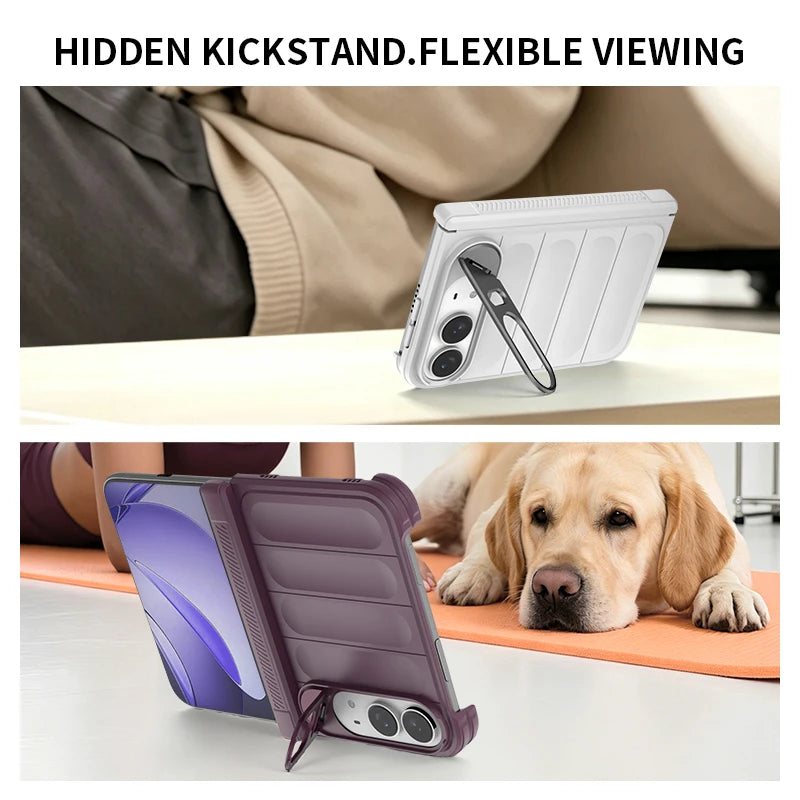 Shockproof Silcone Case with Hidden Kickstand for iPhone Duo