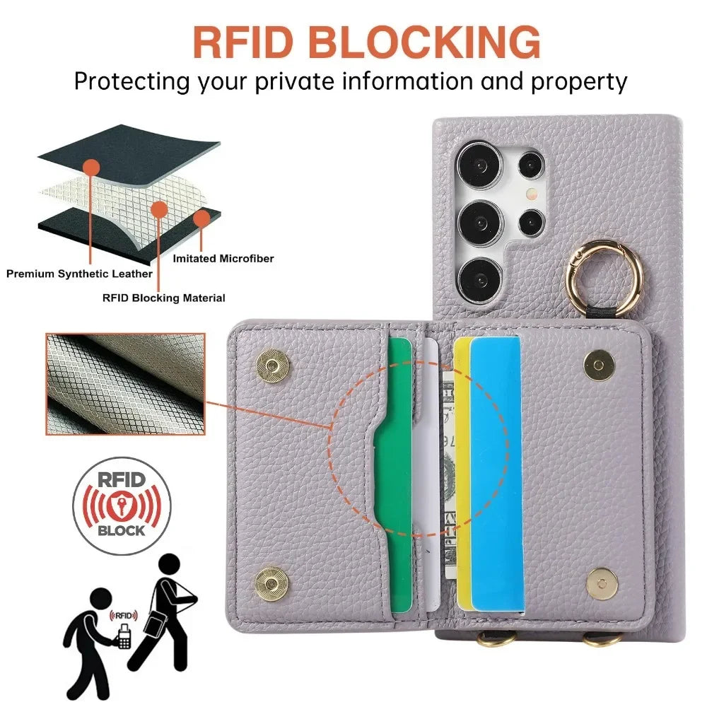 PU Leather Crossbody Wallet Case for Samsung Galaxy S24 Series