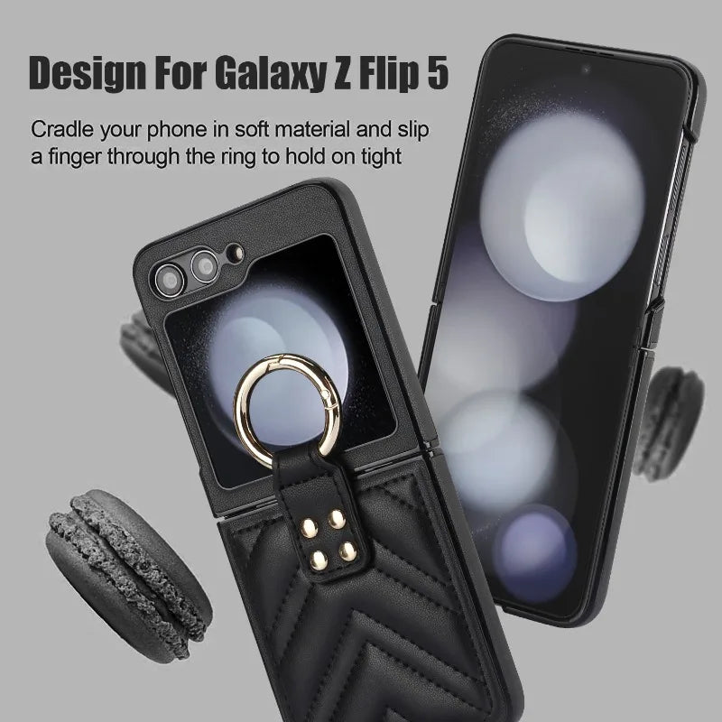 Luxury PU Leather Phone Case for Samsung Galaxy Z Flip 5