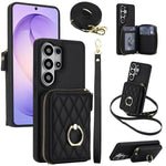 Samsung Galaxy S25 Series Crossbody Phone Wallet Case with Wrist Lanyard