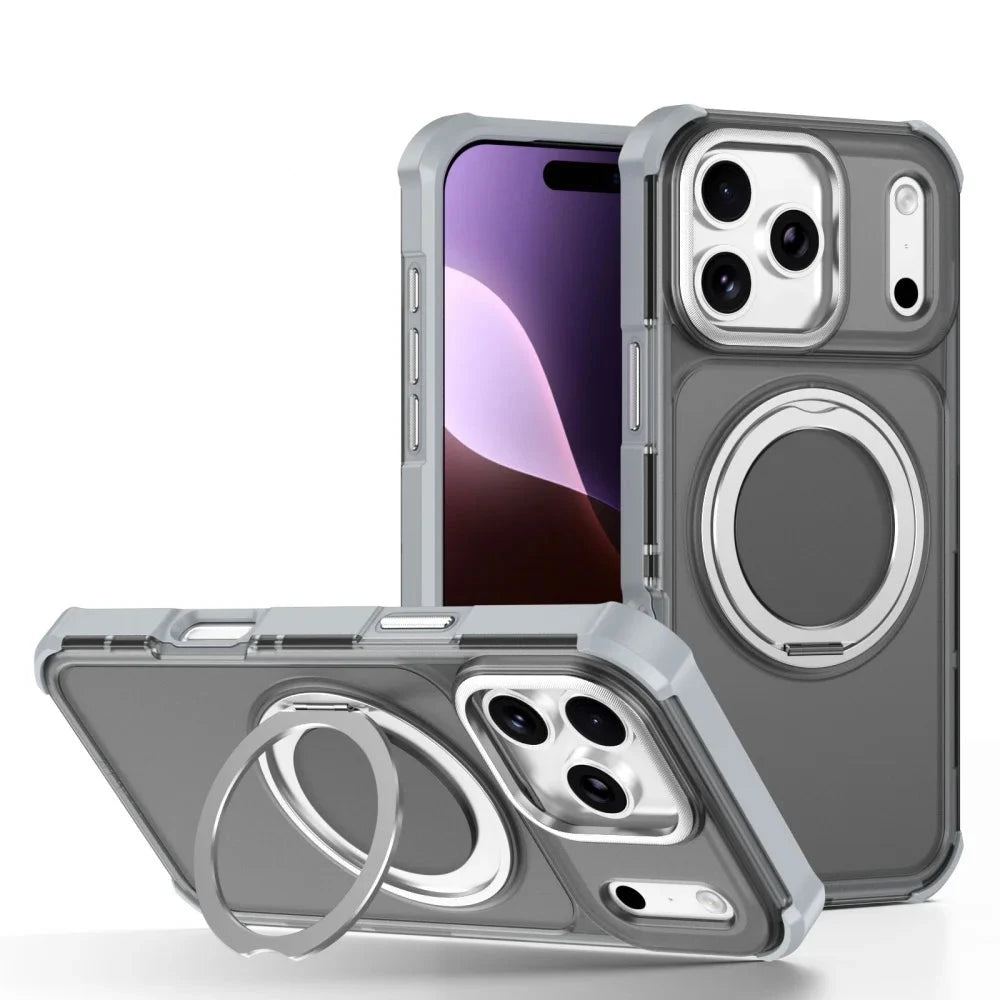 Matte Translucent MagSafe Case with 360° Rotatable Kickstand for iPhone 17 Series