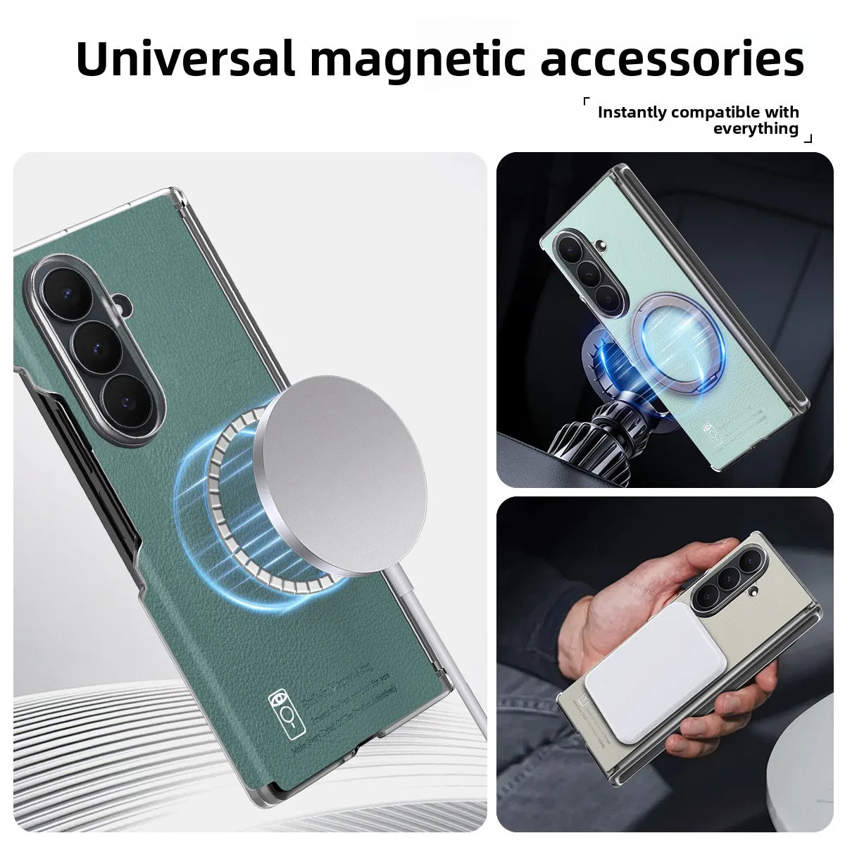 Textured Leather Shockproof Kickstand Case with 360° Rotating Ring for Samsung Galaxy Z Fold 7