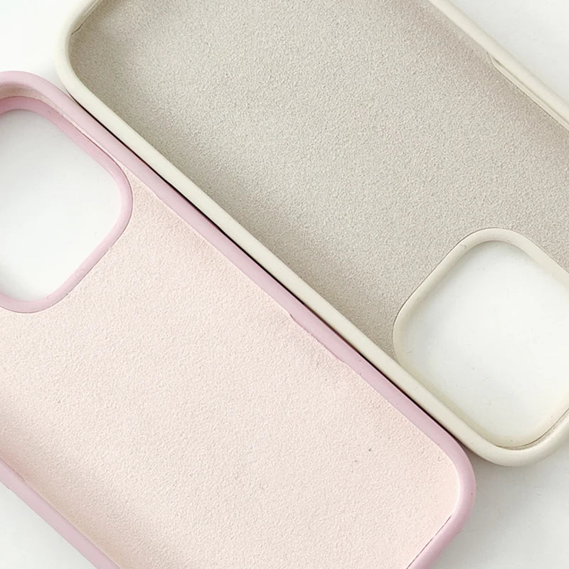 Frosted Liquid Silicone Case with 360° Rotating Holder & Mirror for iPhone 16 Series