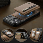 2-in-1 Detachable PU Leather MagSafe Case with Zippered RFID Card Slot for iPhone 17 Series