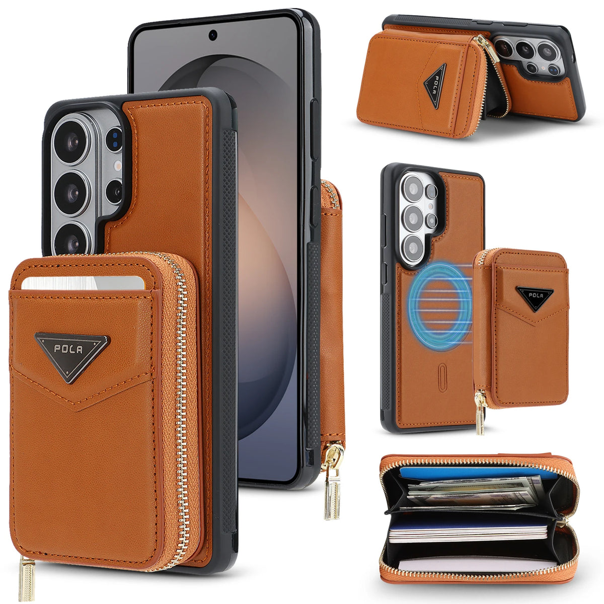 Leather Detachable Card Wallet Case with Chain Connection for Samsung Galaxy S25 Ultra