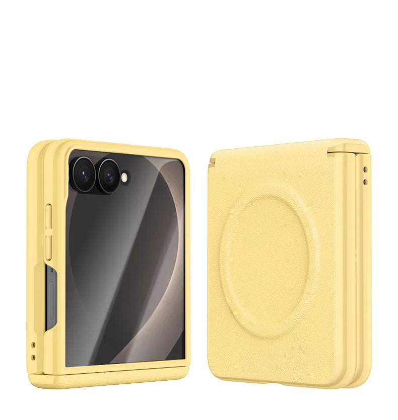 Luxury Magnetic Vegan Leather Case with Screen Protector for Samsung Galaxy Z Flip 8