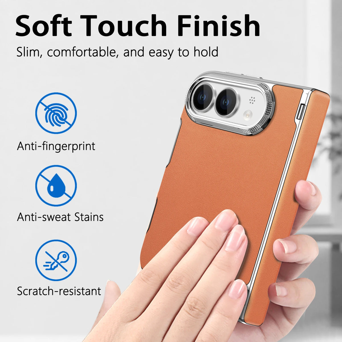 Leather-Feel MagSafe Foldable Case with Central Axis Hinge Protection for iPhone Duo