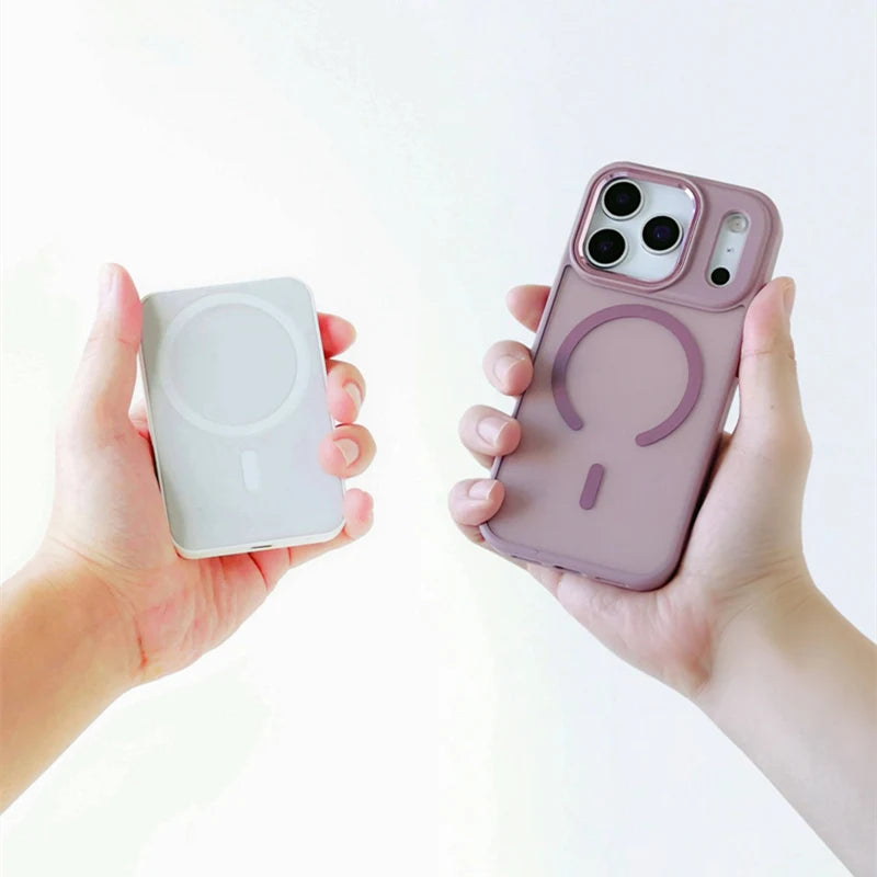 Heavy Duty Matte Translucent MagSafe Shockproof Case with Alloy Lens Cover for iPhone 17 Series