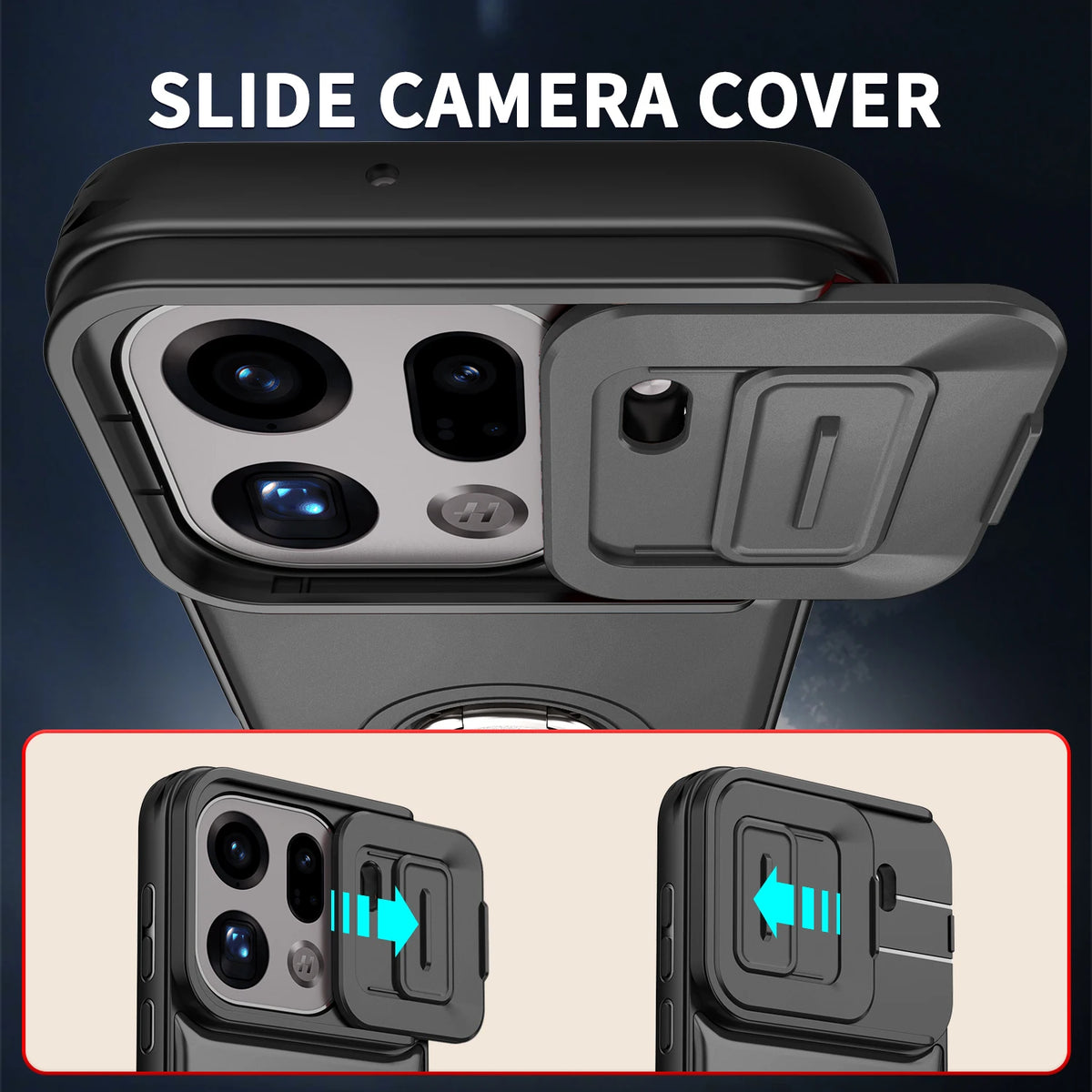 Shockproof Dual-Layer Case with Slide Lens Cover for OPPO Find X9 Series