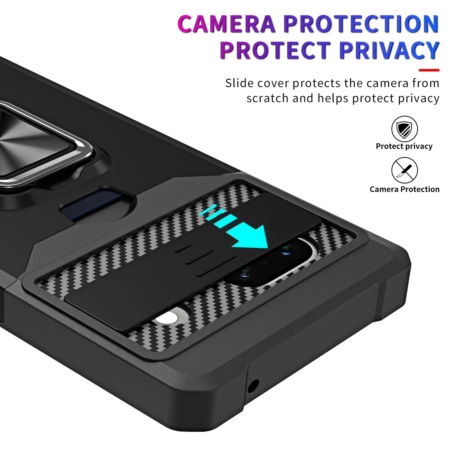 Google Pixel 7 Series TPU Frame Case with Sliding Card Slot & Kickstand Ring