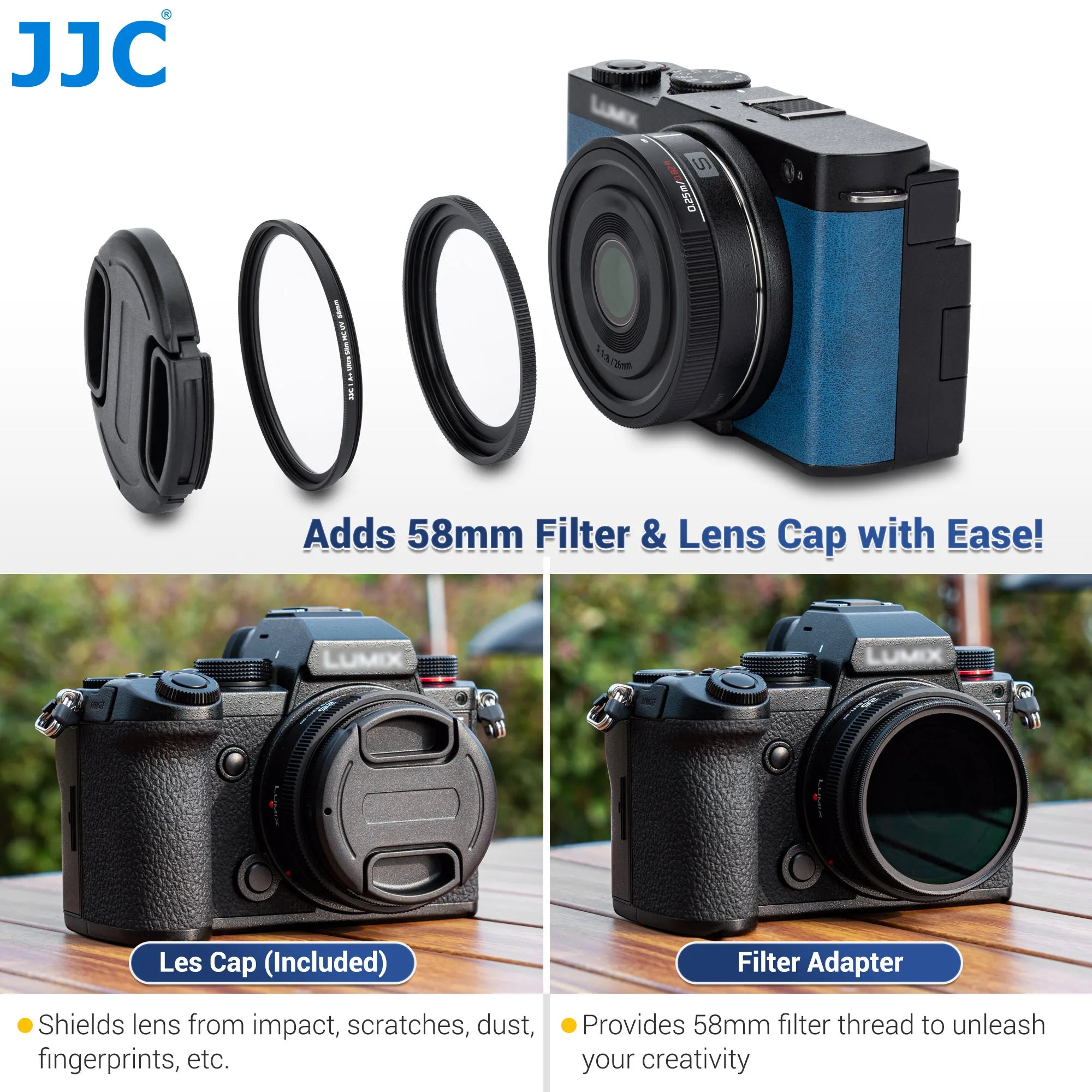 JJC Lens Cap Protector for Panasonic Lumix S 26mm f/8 (Leica L) with Filter Adapter