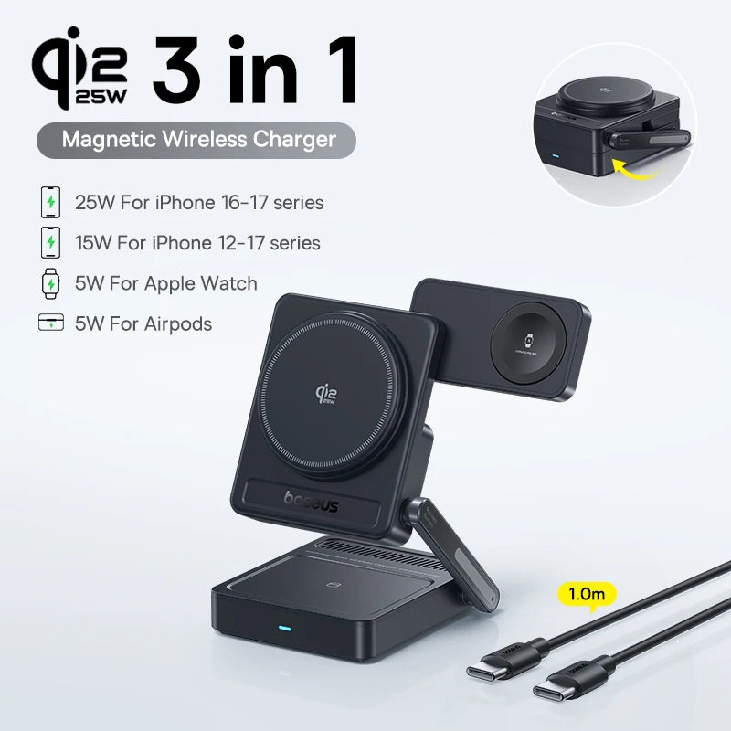 Baseus PicoGo AF21 Multi-Device 3-in-1 25W Magnetic Wireless Charger