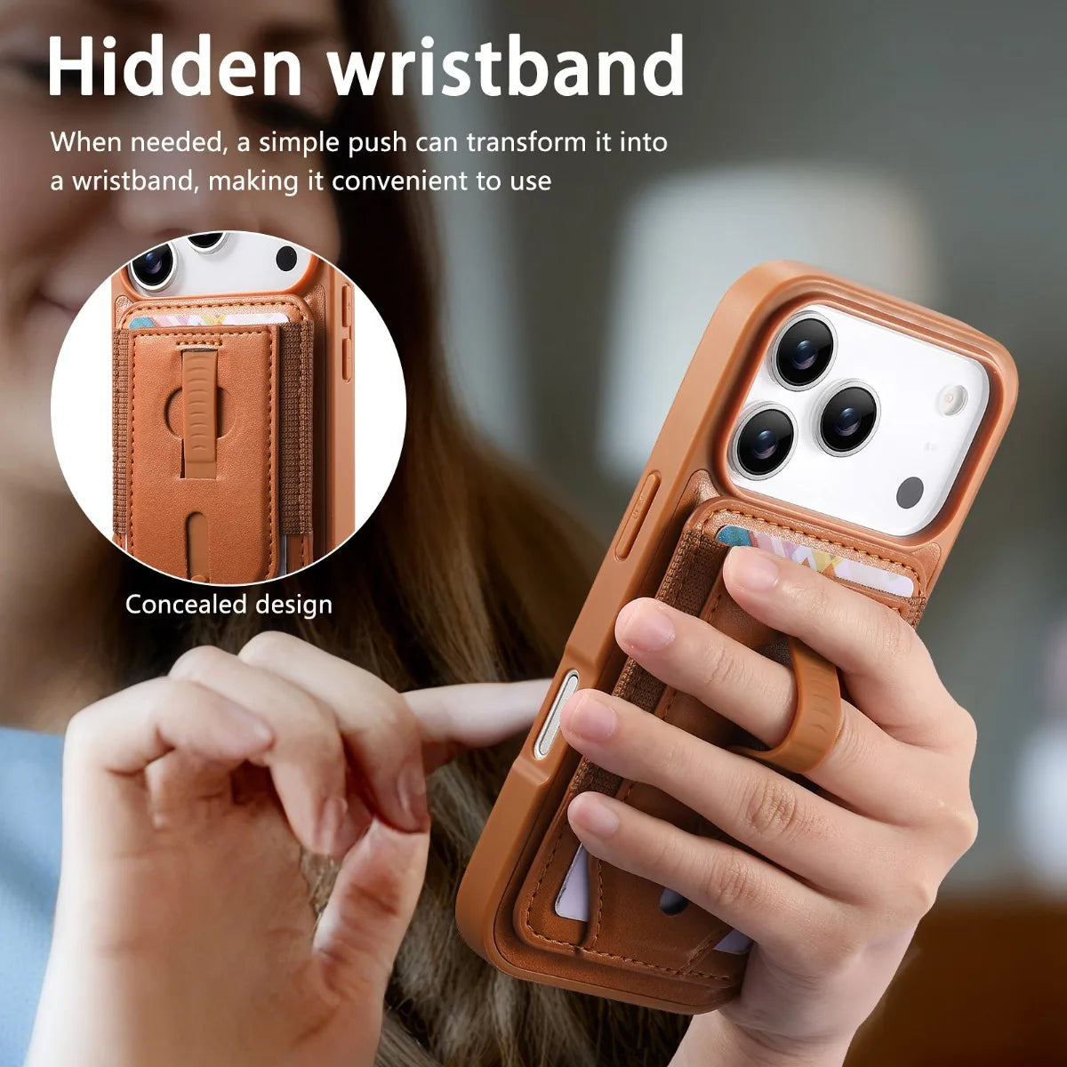 Premium Leather Case with Detachable Card Holder for iPhone 17 Series