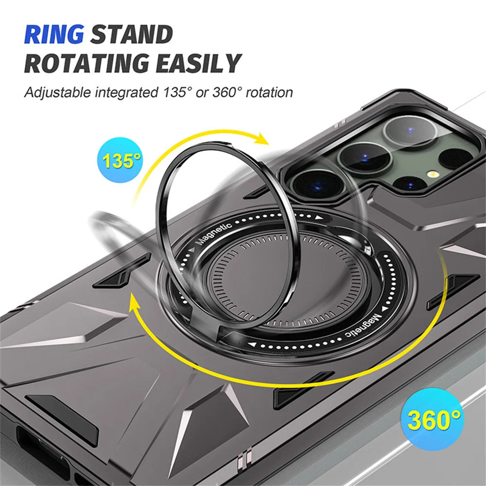 Shockproof Magnetic Armor Case with Ring Stand for Samsung Galaxy S26 Series
