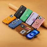 Leather Zipper Wallet Case with Detachable Magnetic Wallet for iPhone 16 Series