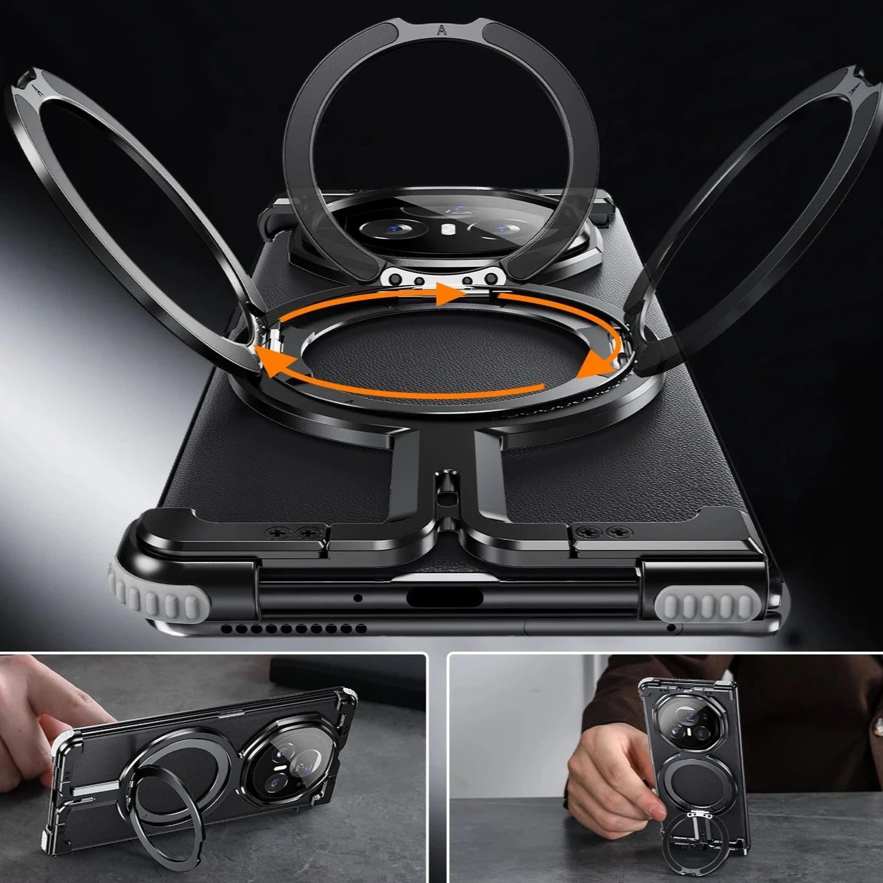 Frameless Metal Phone Case with Ring Stand for Honor Magic V3 and Honor Magic Vs3