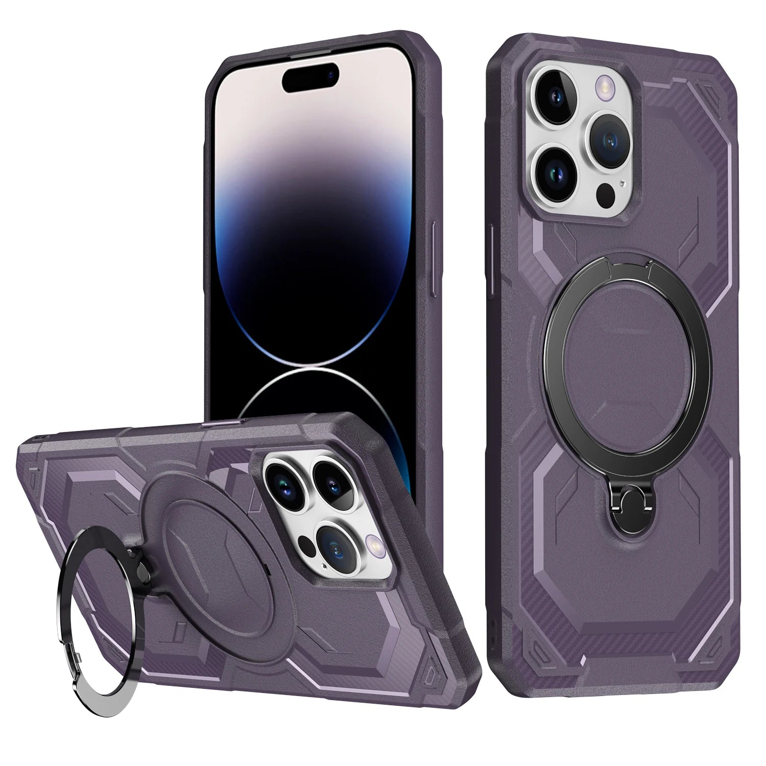 Heavy-Duty Armor Case with 360° Rotating Kickstand for iPhone 16 Series