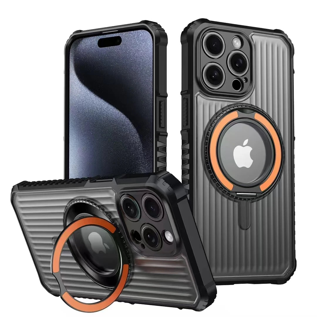 Military Grade Shockproof Armor MagSafe Case with 360° Ring Stand for iPhone 15 Series