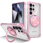 Protective Transparent Magnetic Case with 360° Rotating Holder for Samsung Galaxy S25 Series