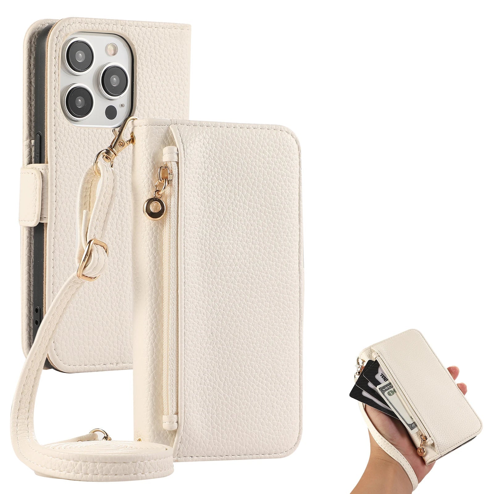 Crossbody Leather Wallet Phone Case with Card Holder for iPhone 16 Series