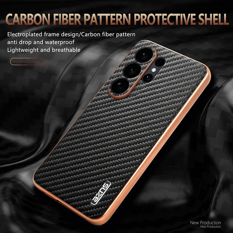 Carbon Fiber Pattern Skin-Feel Phone Case for Samsung Galaxy S25 Series