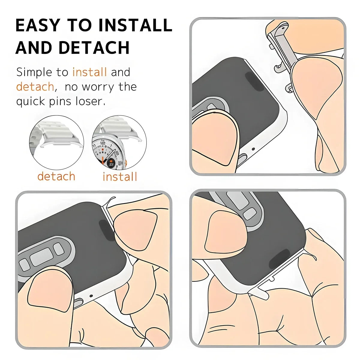 Stainless Steel Quick Fit Strap for Samsung Galaxy Watch Ultra and Samsung Galaxy Watch Ultra (2025)