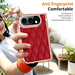 Quilted Leather Hinge Protection Case with Full-Perimeter Metal Frame for iPhone Duo