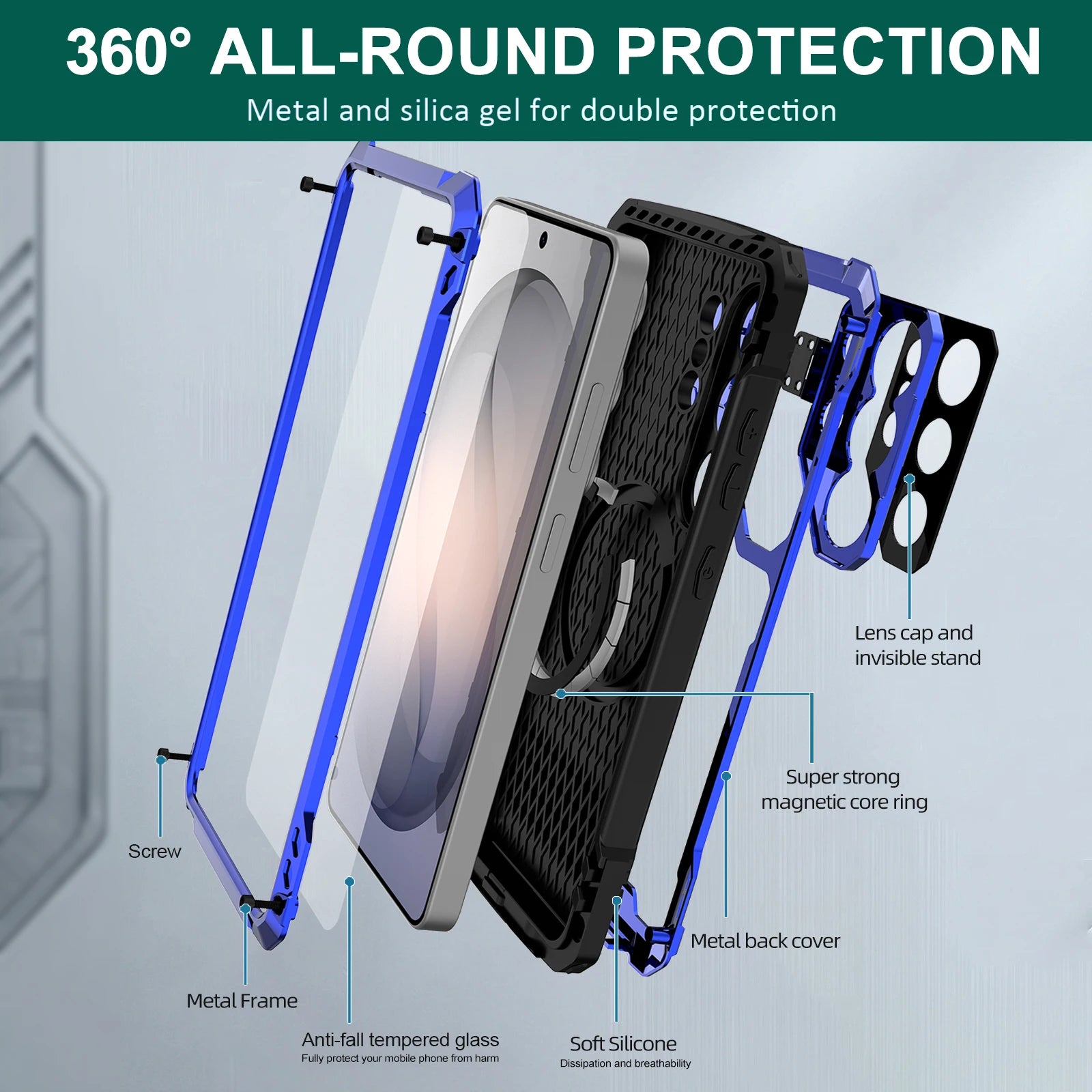Shockproof Armor Case with Camera Lens Cover for Samsung Galaxy S26 Ultra
