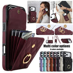 Premium Leather Wallet Case with Ring and Lanyard for iPhone 17 Series