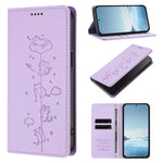 Embossed Cute Cat Flip Wallet Leather Case for iPhone 17 Series