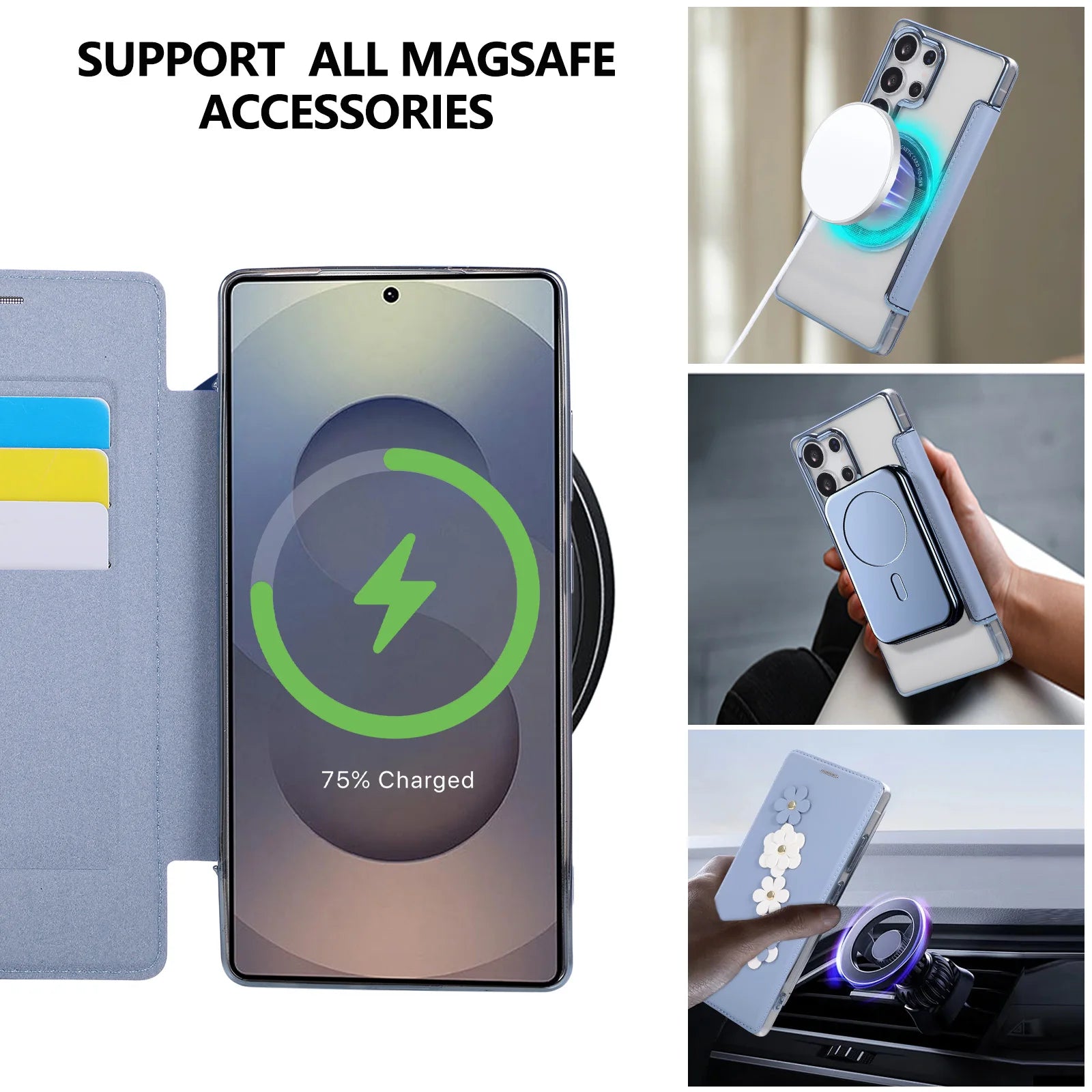 Samsung Galaxy S26 Series 3D Floral Magnetic Leather Case