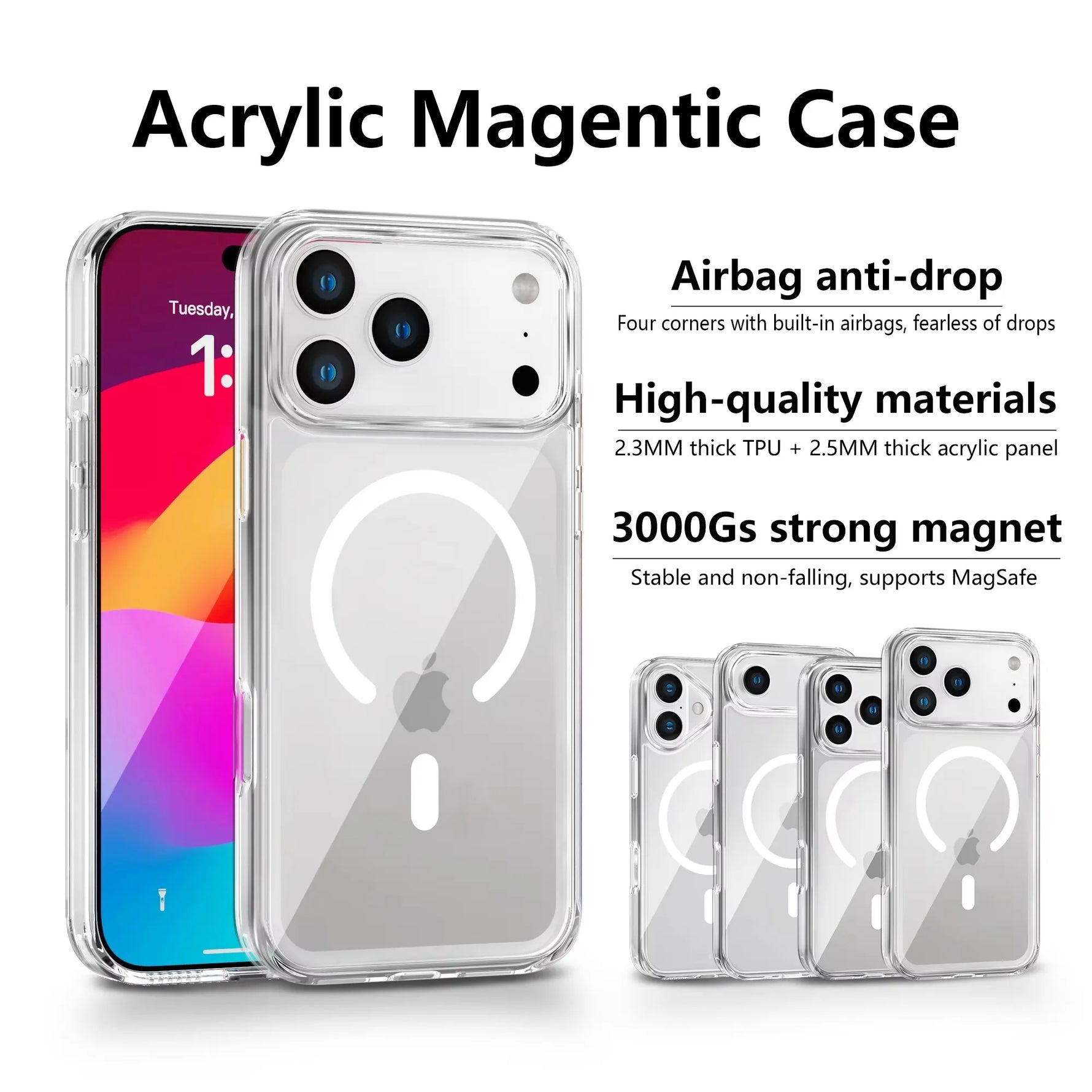 Shockproof Clear MagSafe Case for iPhone 17 Series