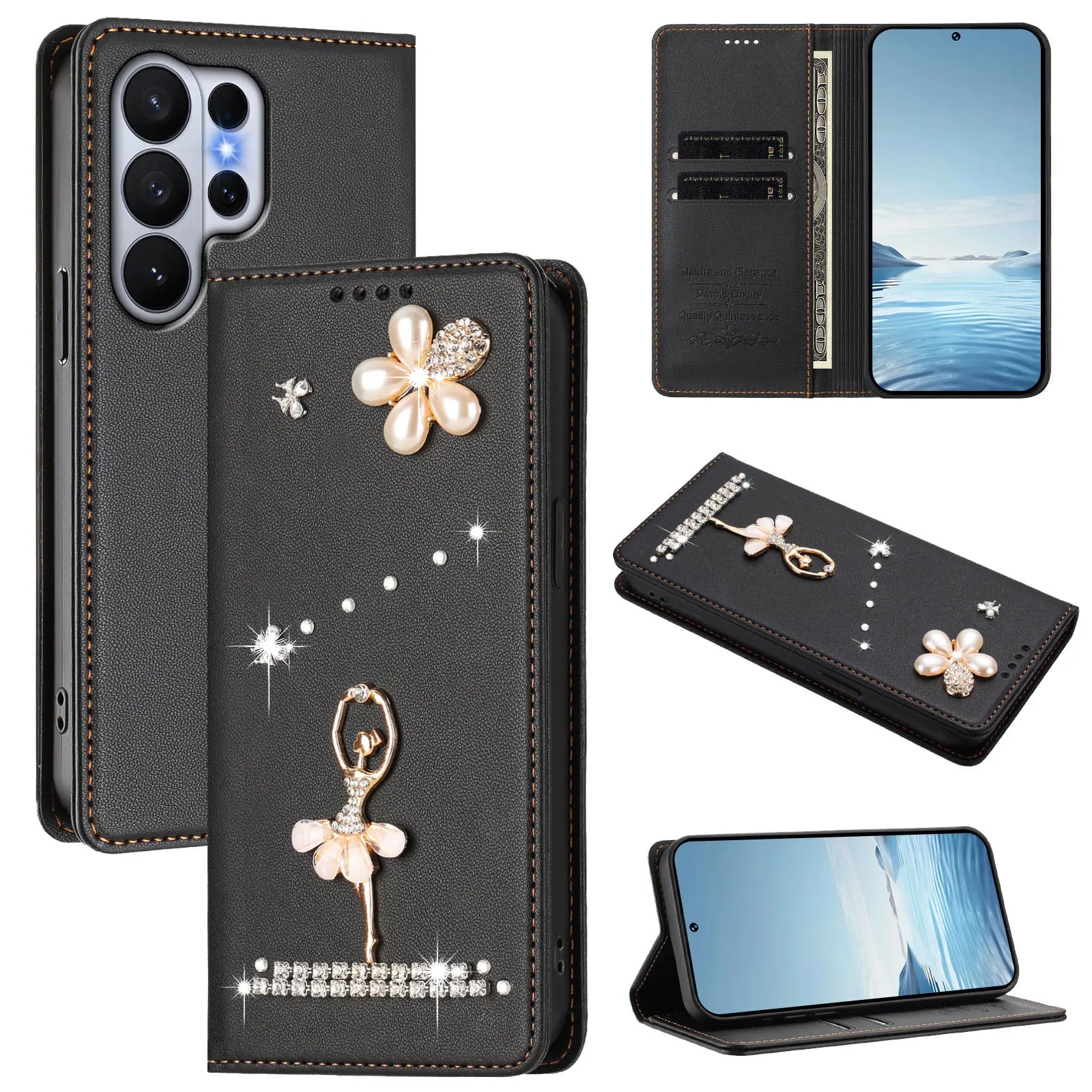 Diamond Pattern Leather Flip Wallet Case with Card Slots for Samsung Galaxy S26 Series