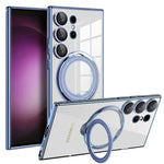 Samsung Galaxy S24 Series Shockproof Clear Magnetic Case with 360° Rotating Ring Stand
