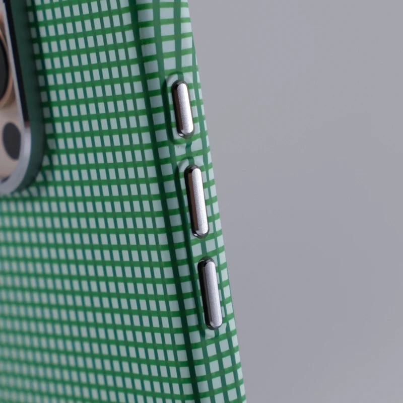 Grid Design 3D Relief Frosted Hard PC MagSafe Case for iPhone 15 Series
