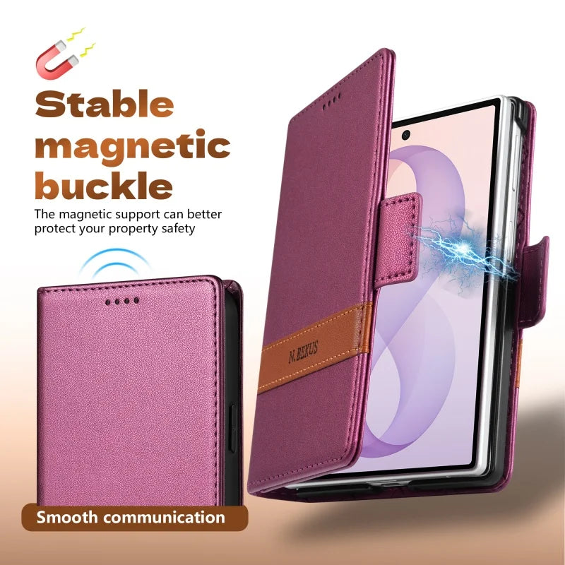 Embossed Leather Flip Wallet Case with Two Card Slots for Samsung Galaxy Z Fold 8