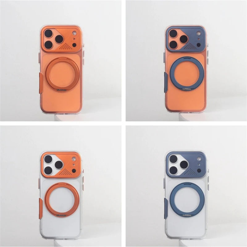 Shockproof Clear MagSafe Case with 360° Ring Stand for iPhone 17 Pro and 17 Pro Max