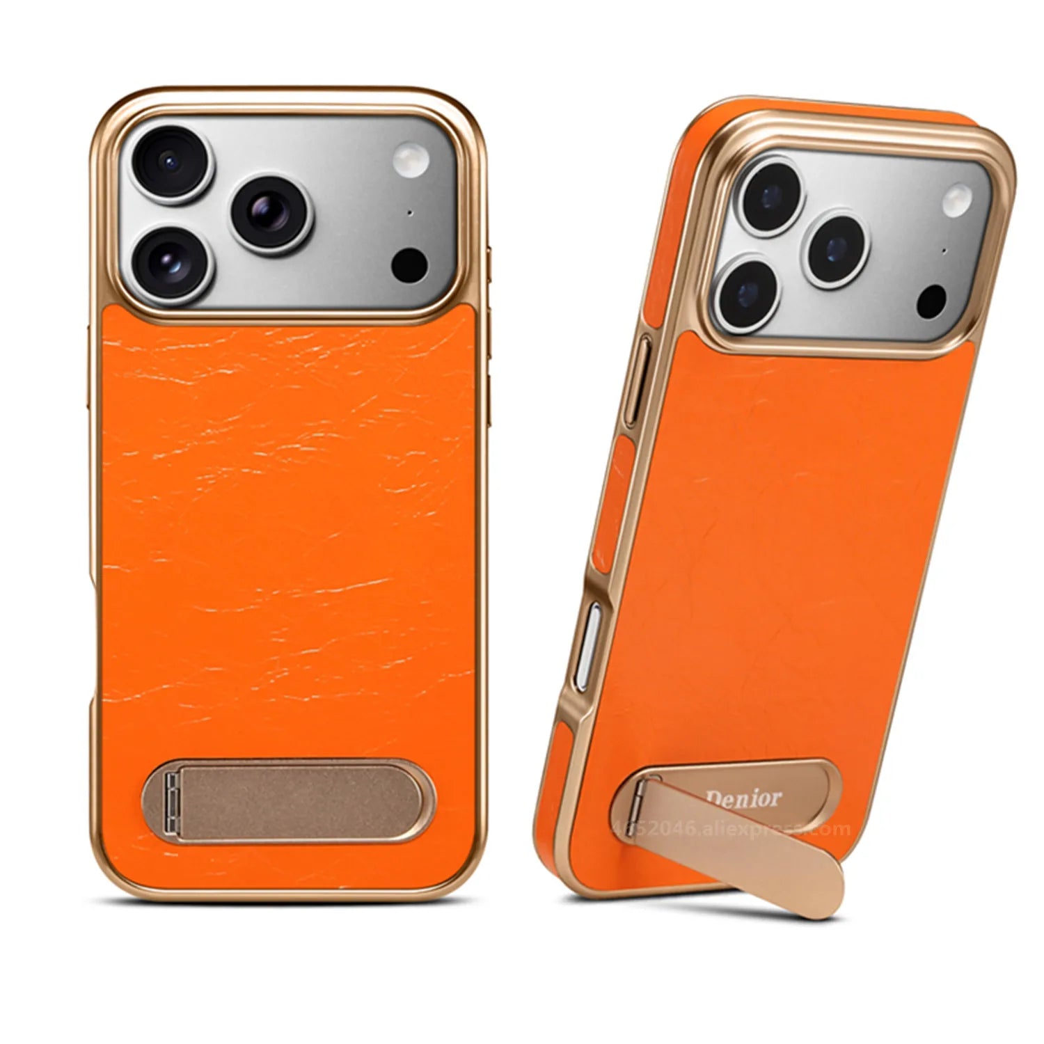 Premium Genuine Leather MagSafe Protective Case with Stand for iPhone 17 Series