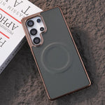 Soft Edge Leather Plating Magnetic Case for Samsung Galaxy S25 Series