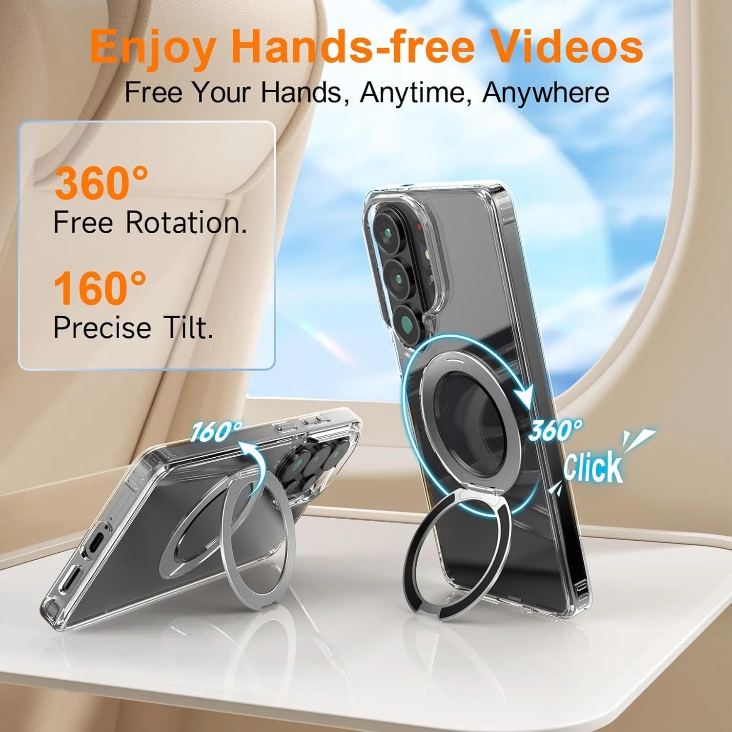 Clear Magnetic Case with 360° Rotating Stand for Samsung Galaxy S26 Series