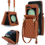 Crossbody Leather Wallet Case with Zipper & Card Holder for Samsung Galaxy Z Flip 6